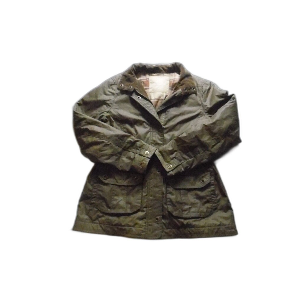 L.L.Bean Women's British Millerain Waxed Cotton Thinsulate Field Jacket Olive M - Picture 2 of 13